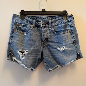 American Eagle Outfitters Blue Distressed Jean Shorts